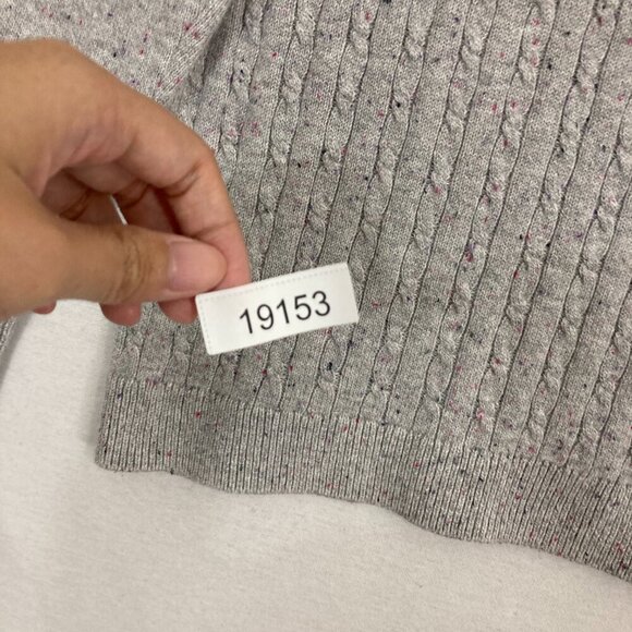 Talbots Gray Confetti Crew Neck Textured Knit Pullover Cozy Sweater XL Preppy - Picture 9 of 9
